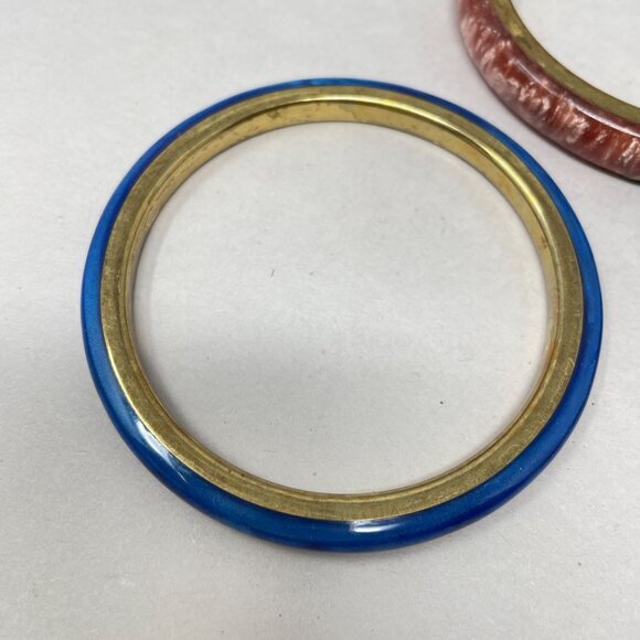 Enamel Bangle Bracelets SET OF 3 Colorblock Marbled Retro Classic - Picture 12 of 16